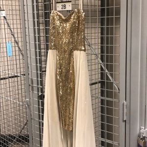 Gold sequin high-low formal dress - Arden B Med